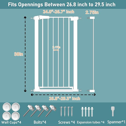Fairy Baby 24.5"-29.5" Inch Narrow Baby Gate, Metal Safety Child Gate Auto Close - Image 2