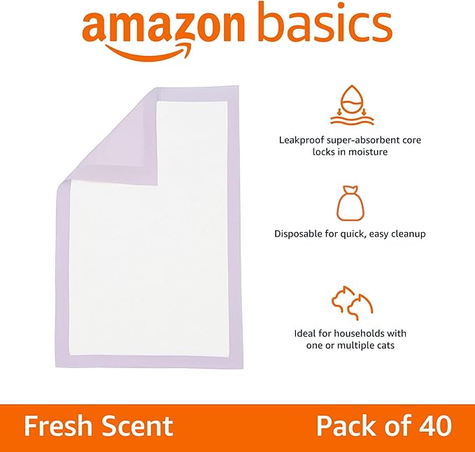 Amazon Basics Cat Litter Pee Pads, Odor Control - Image 2