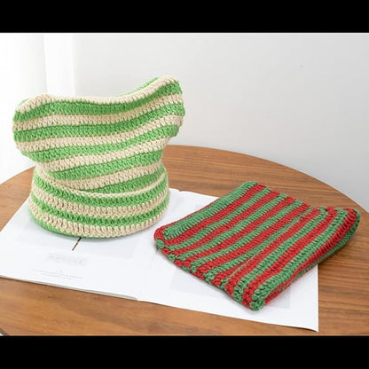 Crochet Hats for Women Cat Beanie Vintage Beanies Women Fox Hat Grunge - Image 3