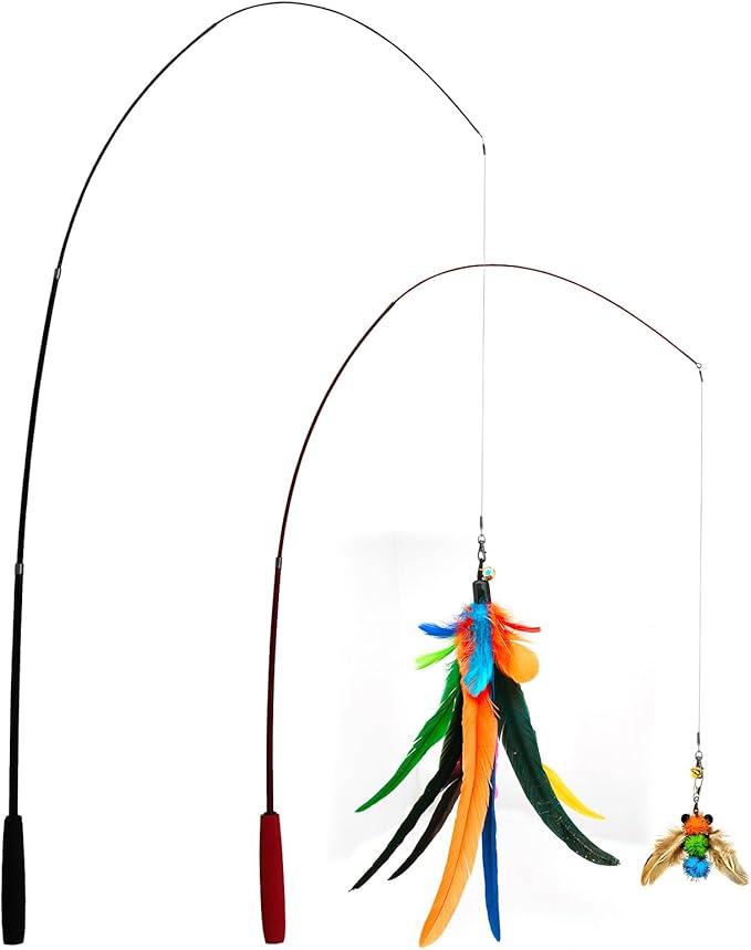 miwoowim Cat Toys Interactive for Indoor Cats, Fishing Pole Toy, Retractable - Image 2
