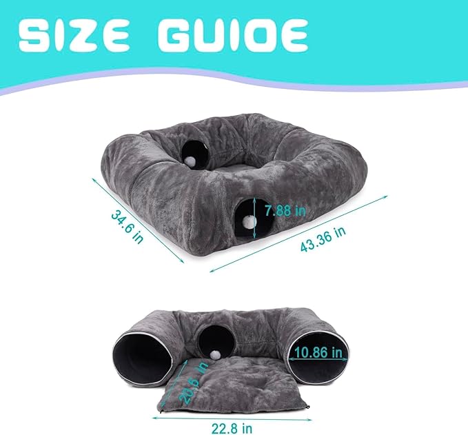 CLKHOWL Cat Tunnel Bed for Indoor Cats, Washable & Detachable Cat Bed, Cute - Image 2