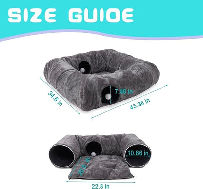 CLKHOWL Cat Tunnel Bed for Indoor Cats, Washable & Detachable Cat Bed, Cute - Image 2