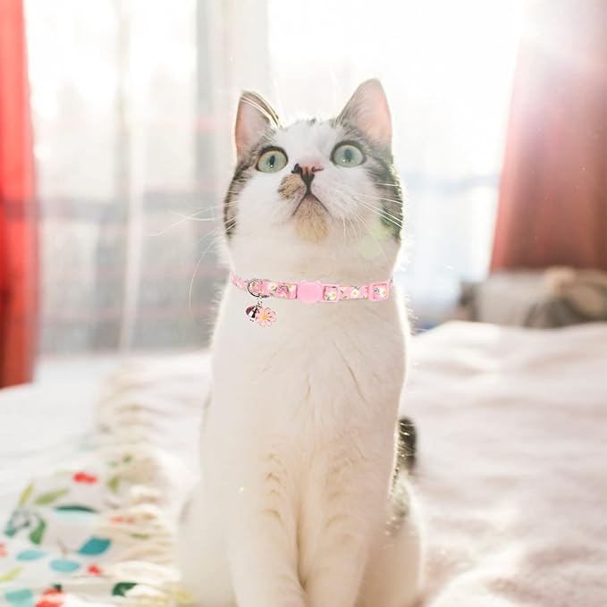 Breakaway Cat Collars with Bell & Cute Pendants, 3 Pack Safety Buckle Kitten - Image 6