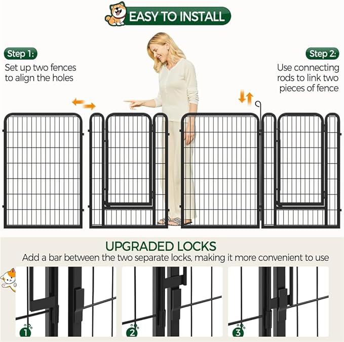 Yaheetech Dog Playpen Outdoor, 40 inch 16 Panels Dog Pen Indoor Heavy Duty - Image 8
