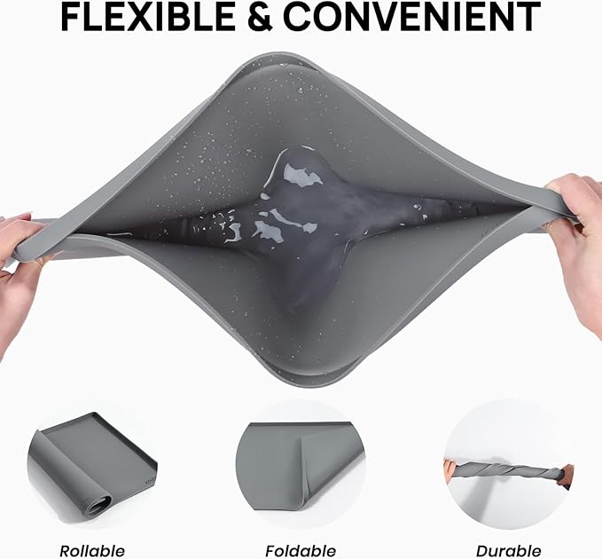 YINEYA Silicone Dog & Cat Food Mat Waterproof 22" x 14", Raised Edge Dog Bowl - Image 5