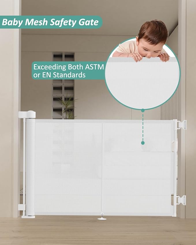 Miumoon 59 inch Retractable Baby Gates 34 inch Tall, Retractable Gate - Image 5