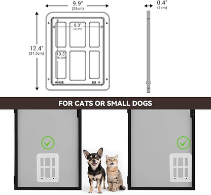 Cat Door for Screen Door with Magnetic Auto-Close, Dual Lockable Tabs Doggy - Image 5