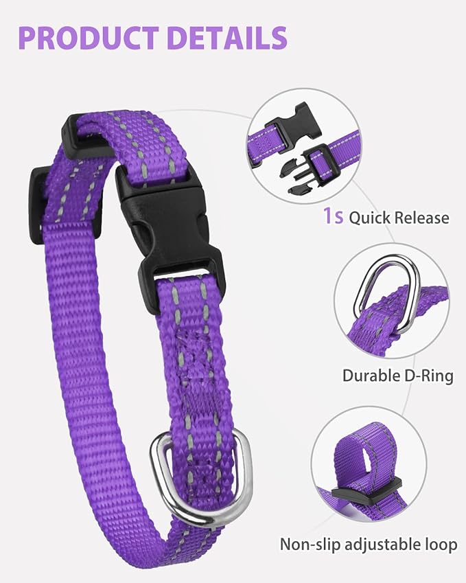 Joytale Puppy Collar, Feather-Light Double-Sided Reflective Nylon Collar - Image 4
