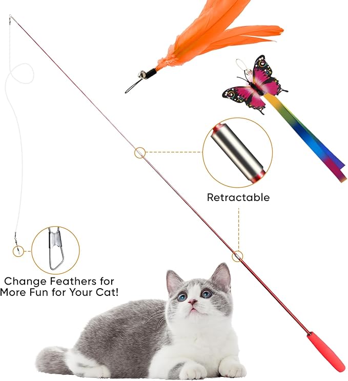 Cat Toys for Indoor Cats, 13 Packs Interactive Cat Wand Toy Set - Image 2