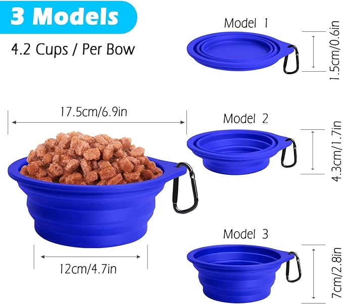 PetBonus 2-Pack Large Silicone Collapsible Dog Bowls, 34oz/1000ml BPA Free - Image 3