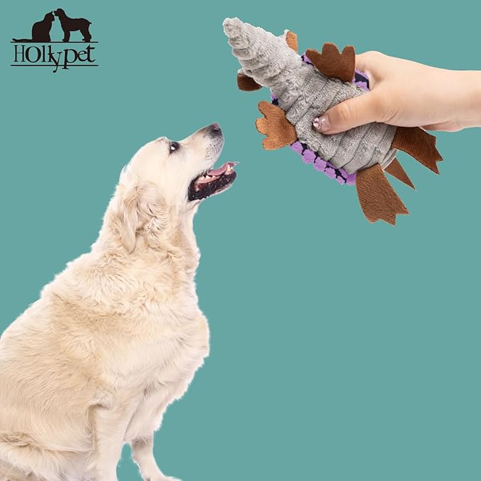 Hollypet Plush Dog Squeaky Toy Stuffed Armadillo Animal Pet Puppy Chew Toys - Image 5