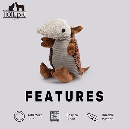Hollypet Plush Dog Squeaky Toy Stuffed Armadillo Animal Pet Puppy Chew Toys - Image 6