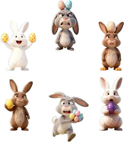 6 Pcs Easter Hanging Ornaments for Tree Funny Bunny by BHOOKA