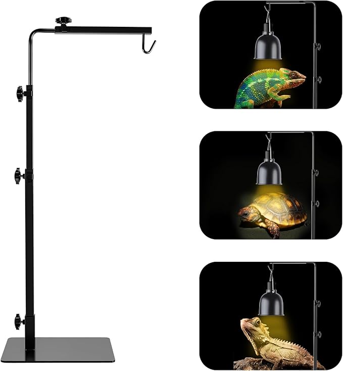 LUCKY HERP Reptile Lamp Stand, Adjustable 14-32 inch Metal Floor Light Holder by LUCKYHERP
