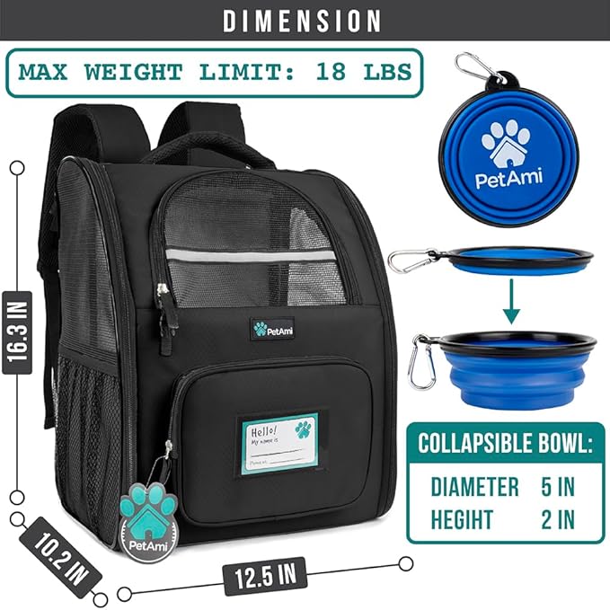 PetAmi Dog Backpack Carrier for Small Medium Dogs Large Cats up to 18 lbs - Image 2