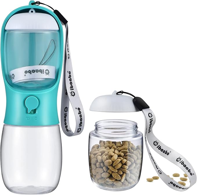Cibaabo Dog Water Bottle with Food Container, Travel Puppy Water Bowl, Portable by Cibaabo