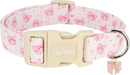 Pink Bow Dog Collar, Girl Dog Collars by Unknown