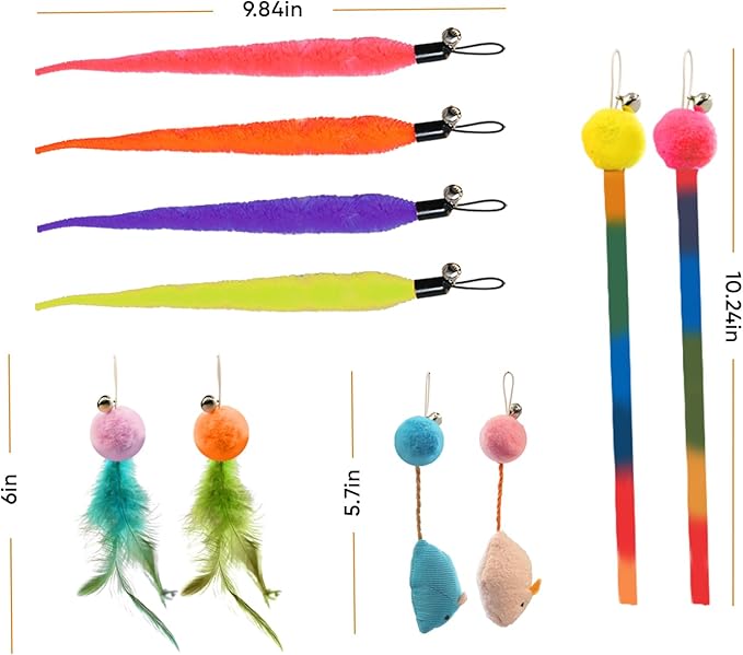 Cat Toys for Indoor Cats, 11 Packs Interactive Cat Wand Toy Set - Image 4