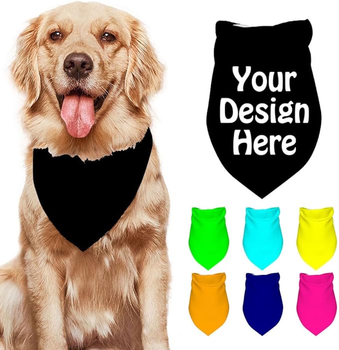 Customize Pet Scarfs Custom Dog Bandana Add Your Photo Name Text Image by VYXONIA
