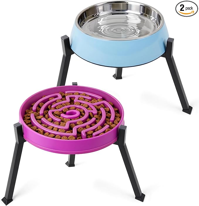 LOOBANI Elevated Dog Bowl Stand: Adjustable Width Anti-Slip Raised Dog Bowl by LOOBANI