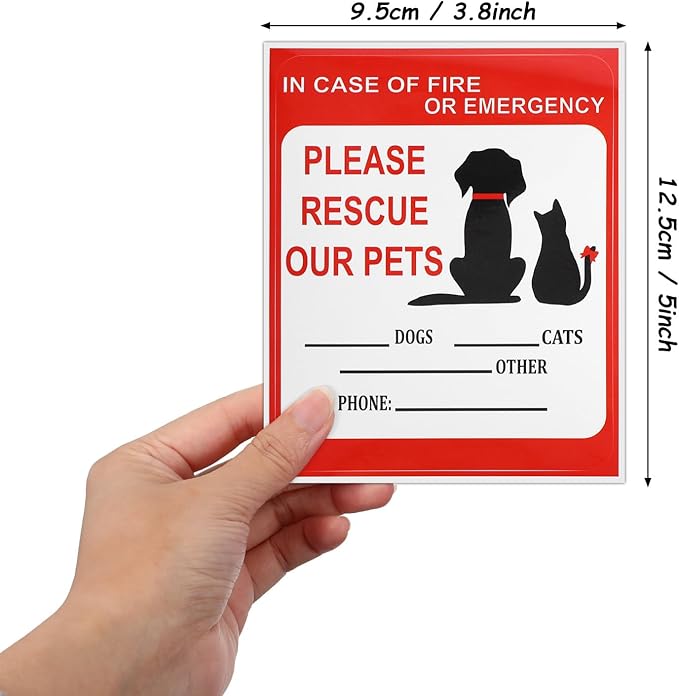 Nogeqi 6 PCS Pet Alert Safety Stickers Pet Fire Rescue Sticker in Case of Fire - Image 2