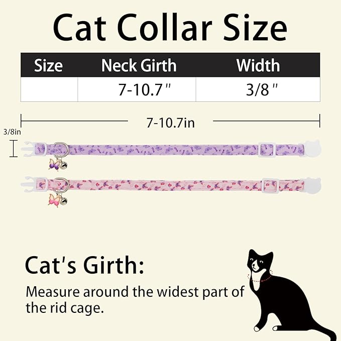 Cat Collars for Girl Cats & Boys, 2 Pack Soft Cotton Breakaway Collar - Image 6
