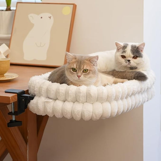 CHEERPALS Cat Desk Bed with Reversible Cushion, 90°Foldable Cat Hammock by CHEERPALS