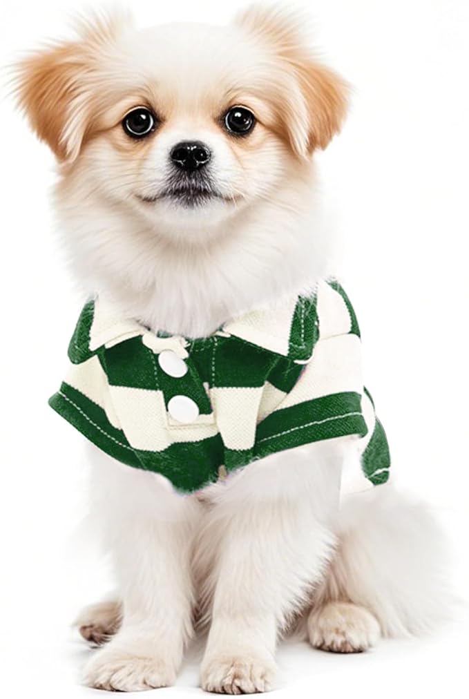 Dog Shirt Polo Shirt Striped Collar Puppy Clothes Summer Button Up Pet Clothes - Image 5