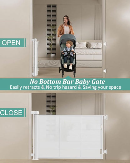 Miumoon 71 inch Retractable Baby Gates 34 inch Tall, Retractable Gate - Image 4