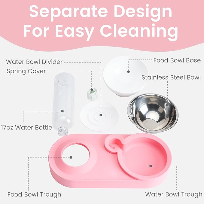 Double Elevated Dog Cat Food Water Bowls, Stainless Steel Cat Food Water Bowl - Image 3