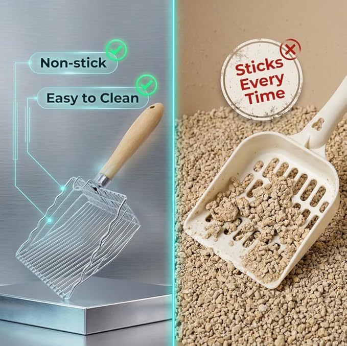 2 Pack Metal Cat Litter Scoops, Heavy-Duty Kitty Scooper - Image 6