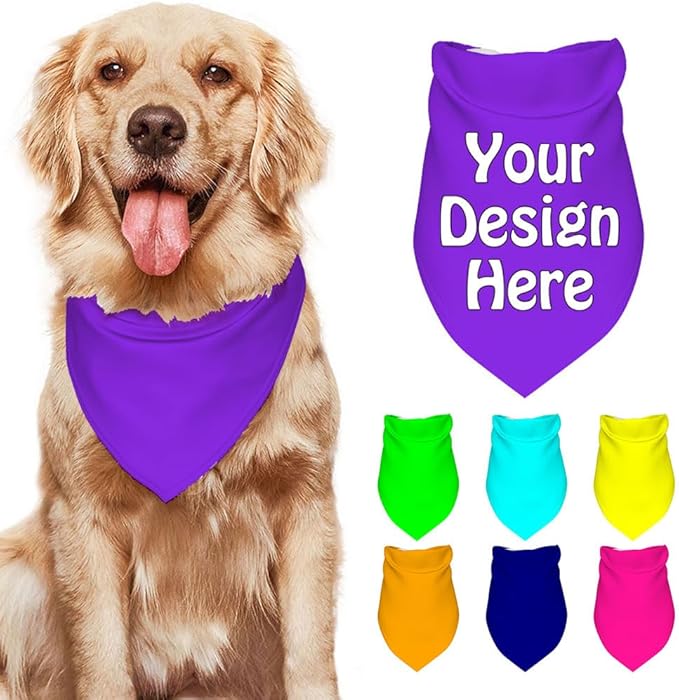 Custom Pet Bandana Add Your Own Picture Image Text Logo Personalized Name Dog by VYXONIA