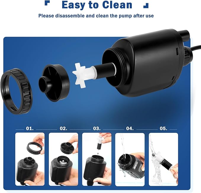 AQQA Electric Aquarium Vacuum Gravel Cleaner, 6 in 1 Automatic Fish Tank Vacuum - Image 5