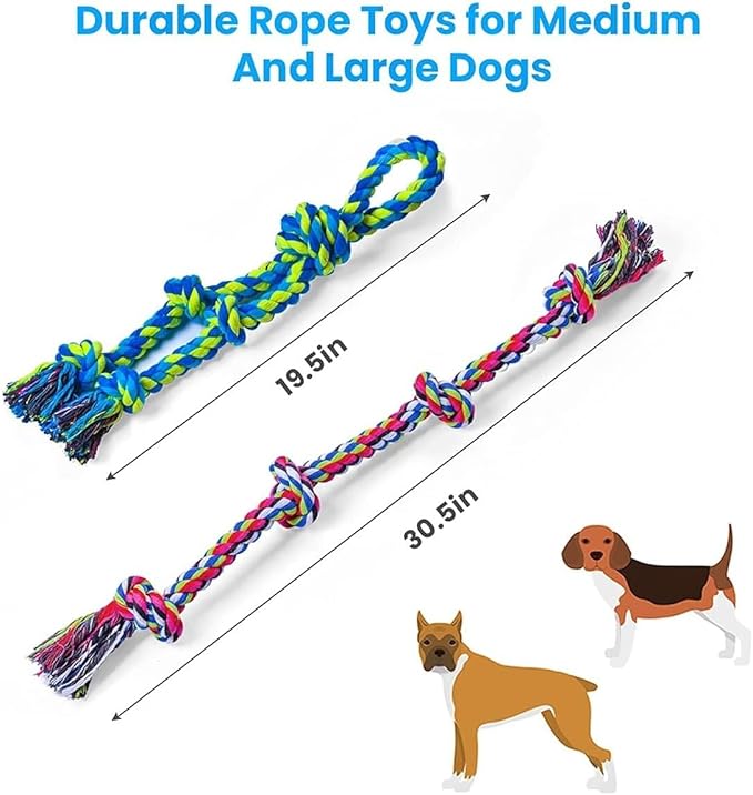 Feeko Heavy Duty Dog Rope Toys for Large Breed Aggressive Chewers, 2 Pack - Image 3