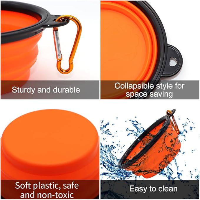 SLSON Collapsible Dog Bowls, 2 Pack, Portable Pet Feeding Watering Dish - Image 4