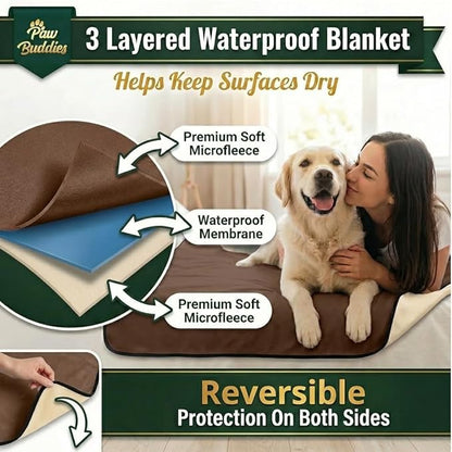 Paw Buddies Premium Waterproof Blanket 80"x90" Velvet-Feel Reversible Throw – - Image 2
