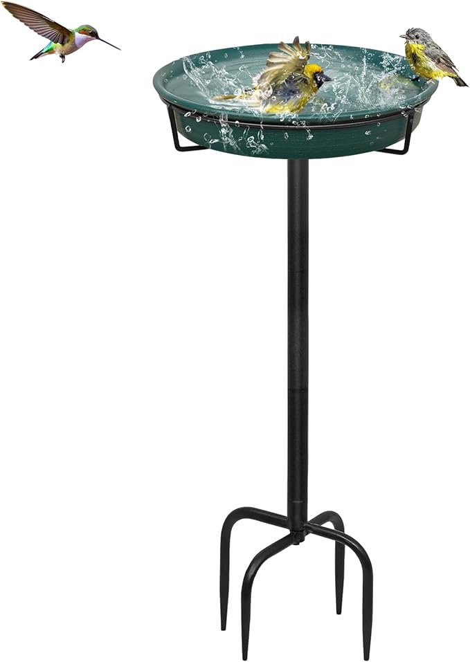 35.5In Freestanding Birdbaths Bowl Outdoor, Standing Garden Bird Bath Bird by YALINKA