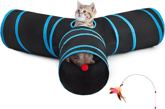 Tempcore Pet Tunnel Tube Cat Toys 3 Way Collapsible, Cat Tunnels by Tempcore