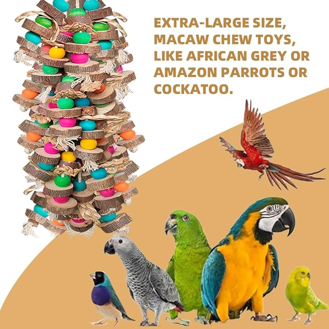 Extra Large Bird Parrot Toys- 19.7 inch Multicolored Natural Wooden Block - Image 10