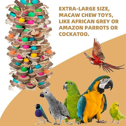 Extra Large Bird Parrot Toys- 19.7 inch Multicolored Natural Wooden Block - Image 10