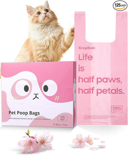 125 Count Cat Poop Bags Cherry Blossom Scented by KropBom