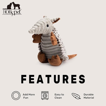 Hollypet Plush Dog Squeaky Toy Stuffed Armadillo Animal Pet Puppy Chew Toys - Image 6