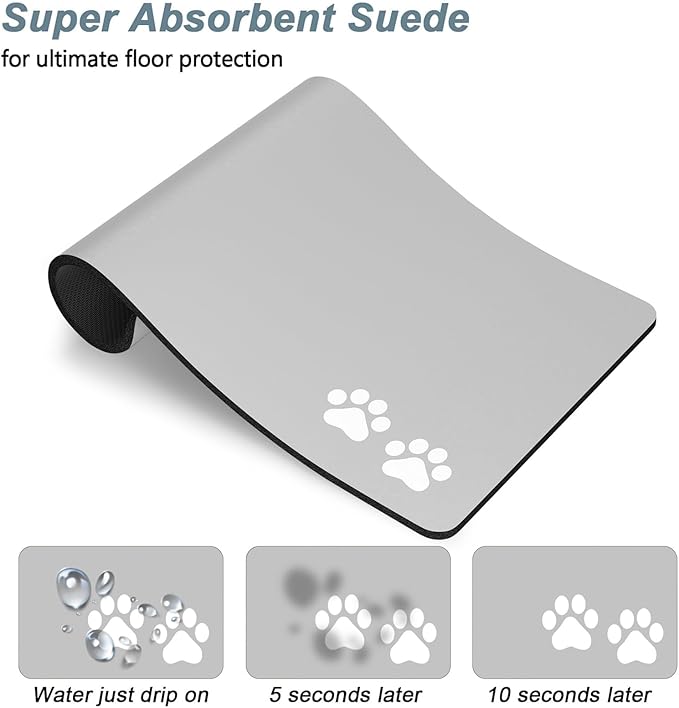 Rnivvi Dog Food Mat, Cute Anti-Slip Rubber Pet Feeding Rug Protect Floors - Image 3