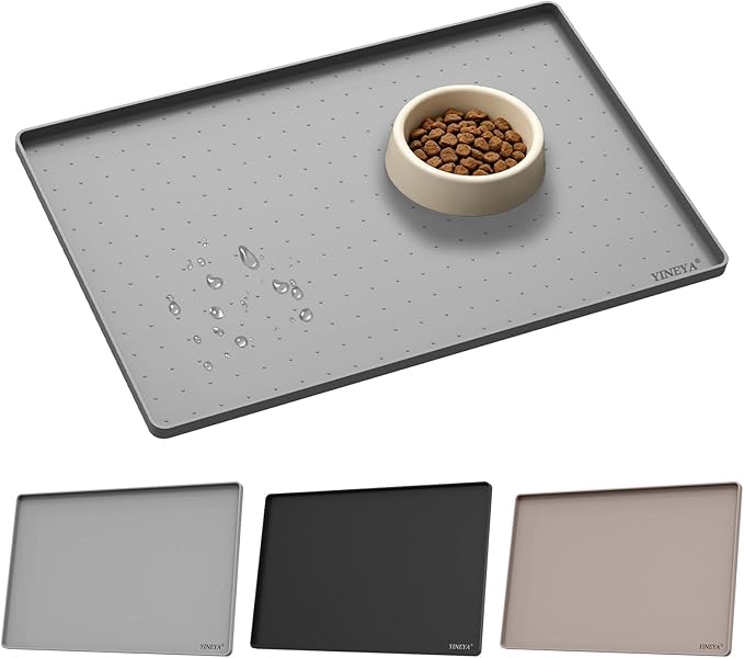 YINEYA Silicone Under Sink Mat Waterproof 24" x 16", Raised Edge Cabinet Liner by YINEYA