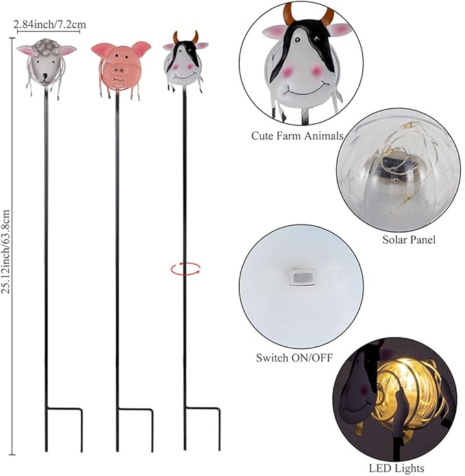 Farm Animal Solar Garden Lights, Decorative Statues Figurine Lights - Image 2