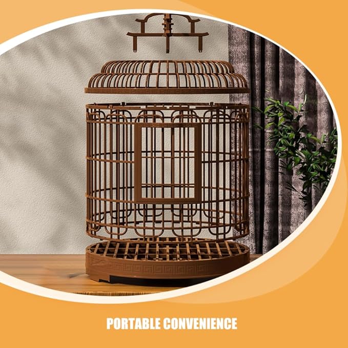 Large Portable Bird Cage Villa for Parrots, Retro Plastic Bird Carrier Travel - Image 8