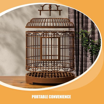 Large Portable Bird Cage Villa for Parrots, Retro Plastic Bird Carrier Travel - Image 8