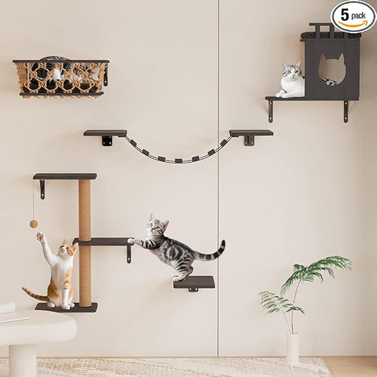 5-in-1 Cat Wall Shelves Set by Unknown