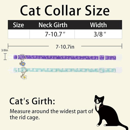Cat Collars for Girl Cats & Boys, 2 Pack Soft Cotton Breakaway Collar - Image 6