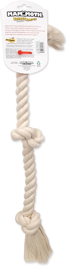 Flossy Chews 100-Percent Cotton White 3-Knot Rope Tug - Image 2